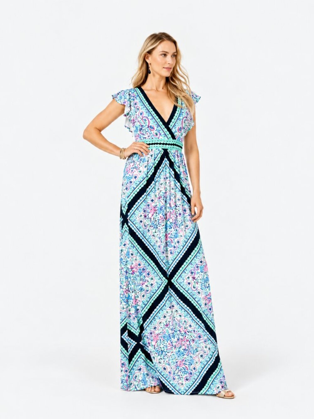LILLY PULITZER Roselle Let's Get Wild Jersey Knit Maxi Dress SZ 8
